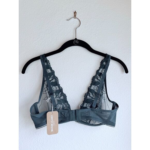 NWT Maison Lejaby Sin Embroidered Underwired Triangle Bra in Lagoon Teal 34D - Picture 4 of 8